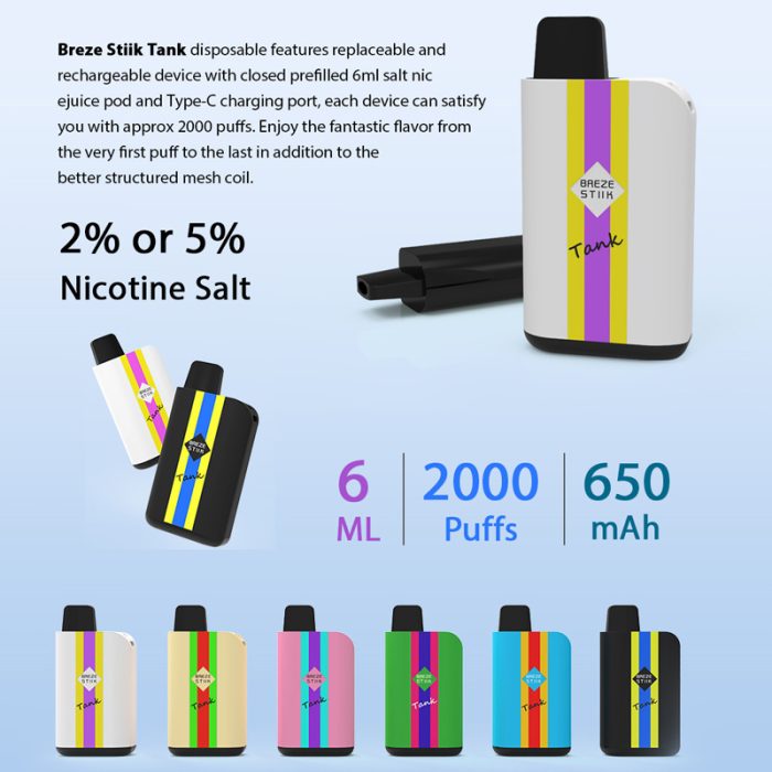 wholesales Breze stiik Tank 2000 Puffs Disposable Vape